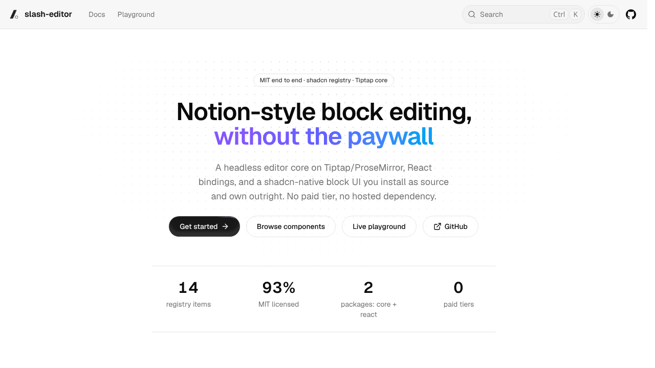 slash-editor website screenshot