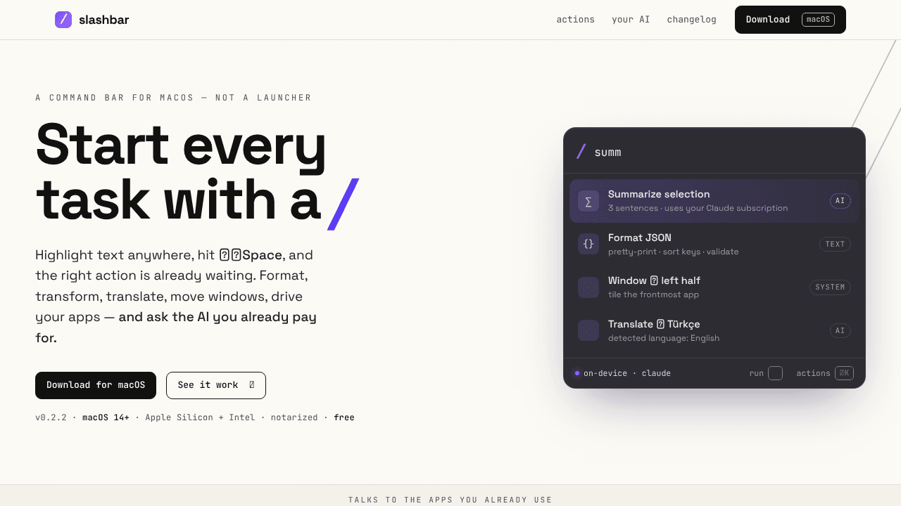 Slashbar website screenshot
