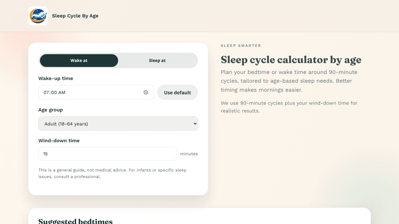 Sleep Cycle By Age website screenshot