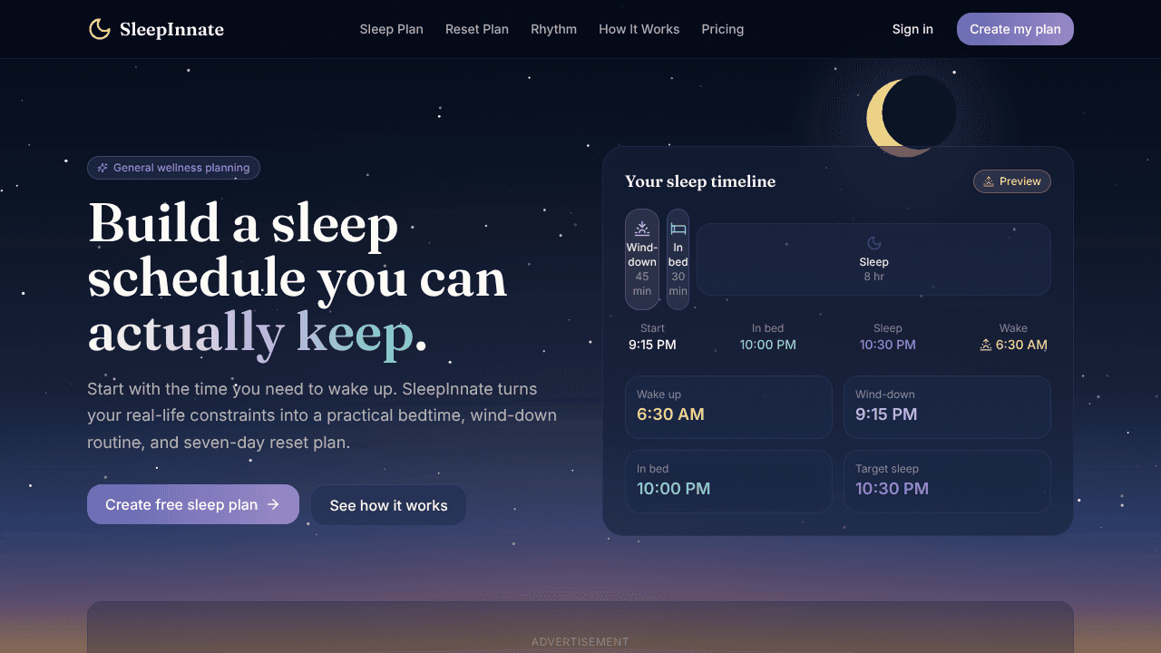 Sleep Innate  website screenshot