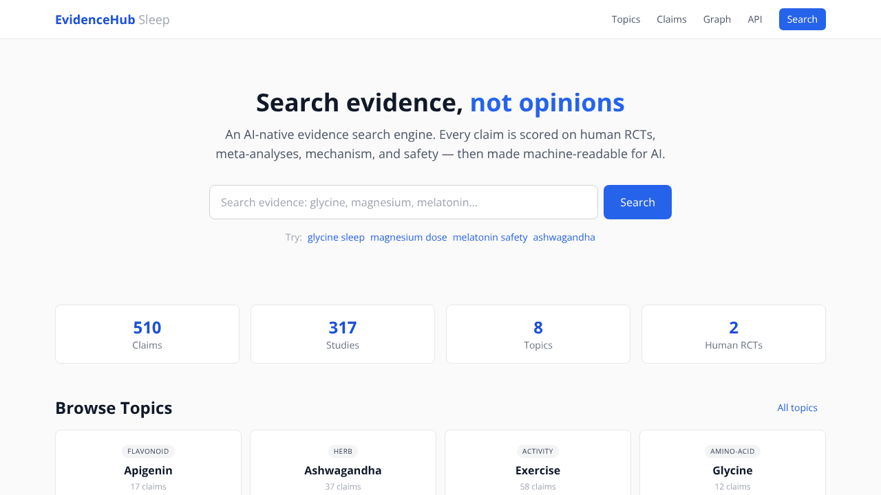 Sleep Science DB website screenshot