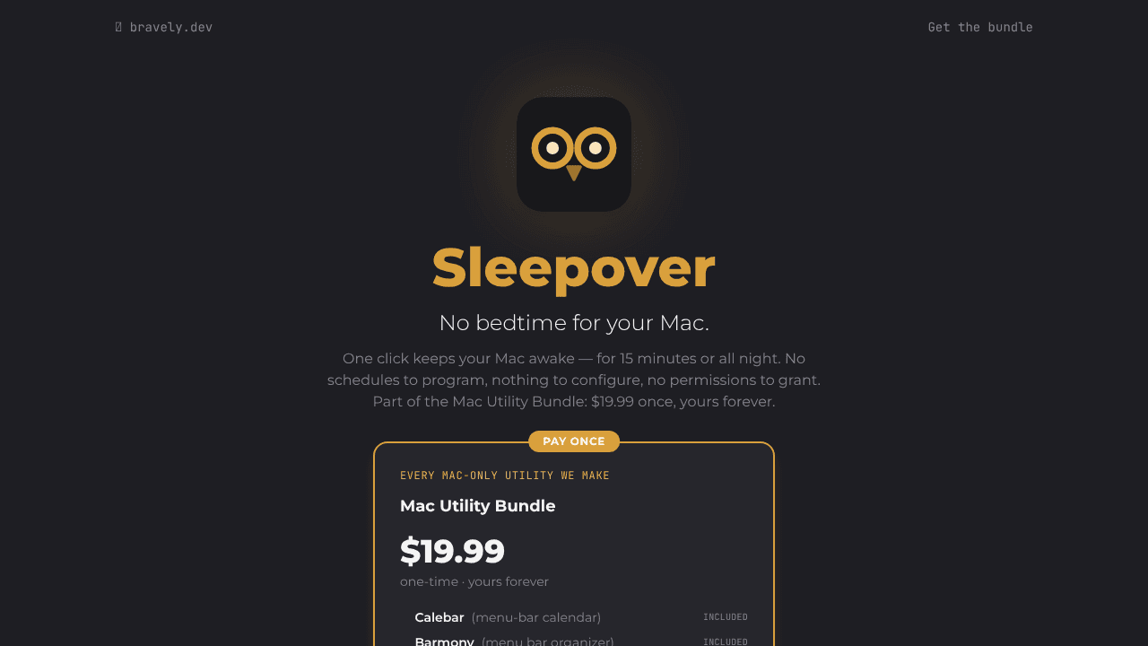 Sleepover website screenshot