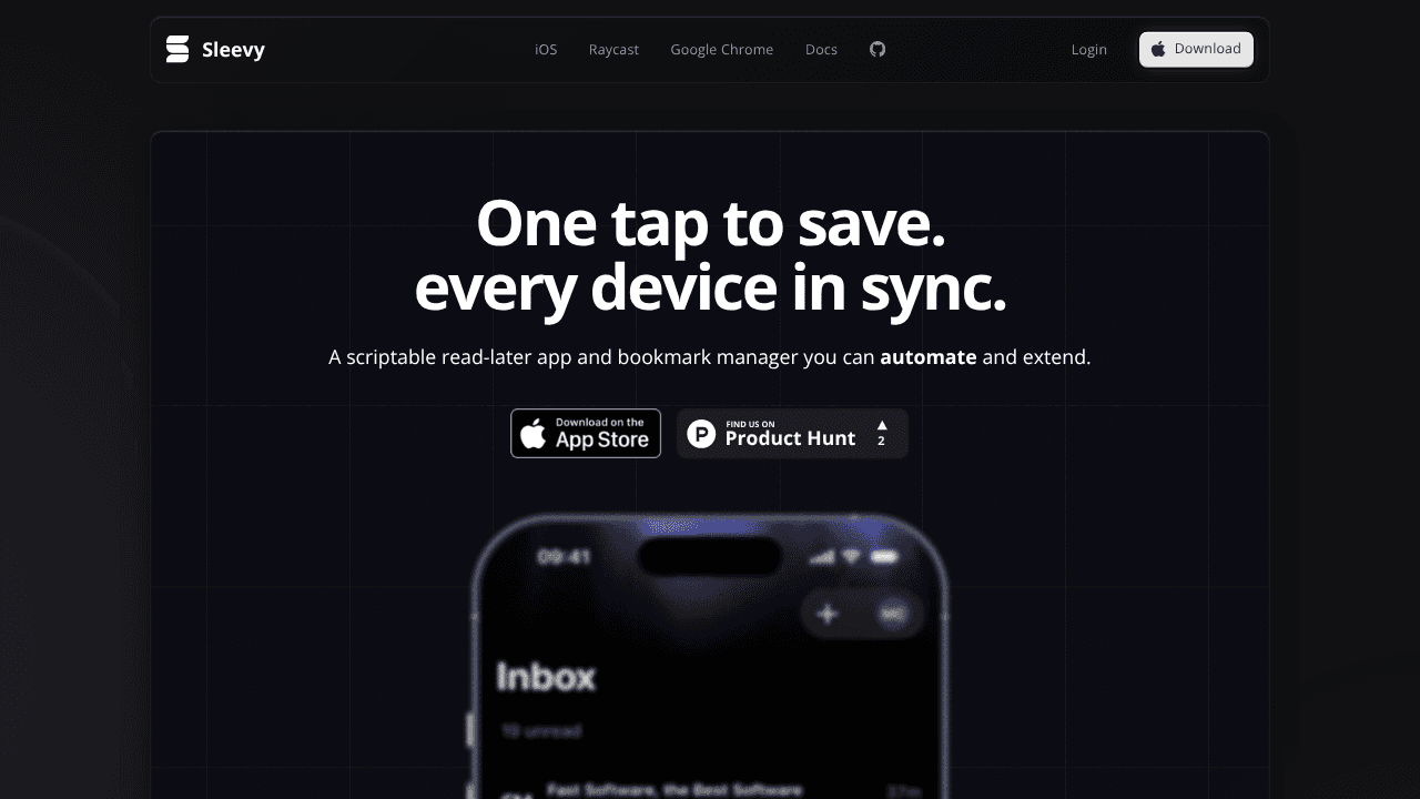 Sleevy website screenshot