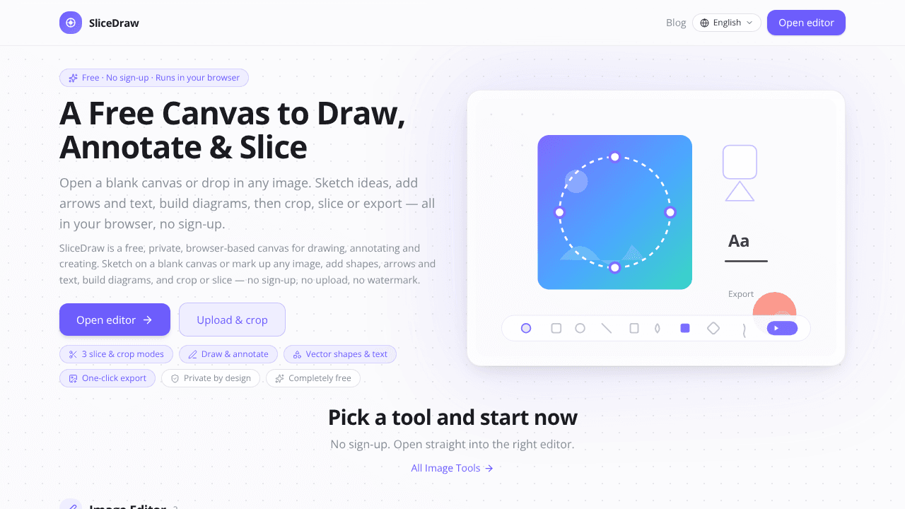 SliceDraw website screenshot
