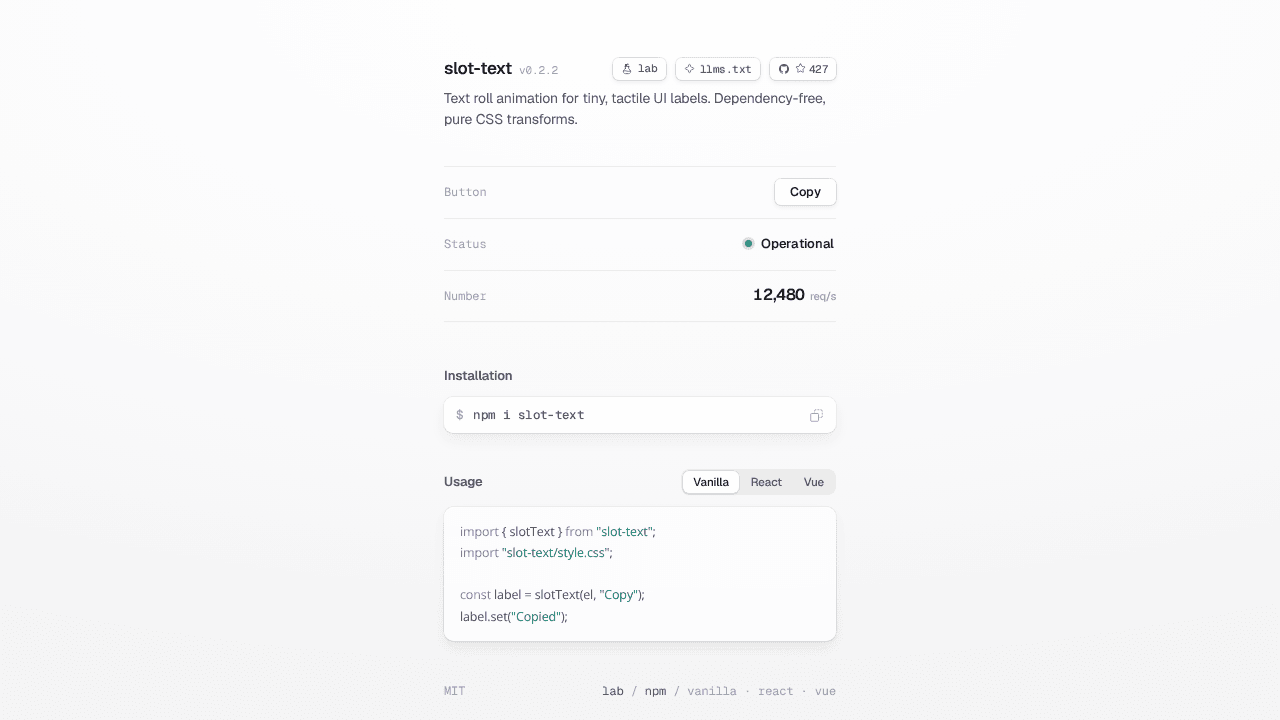 Slot-text website screenshot