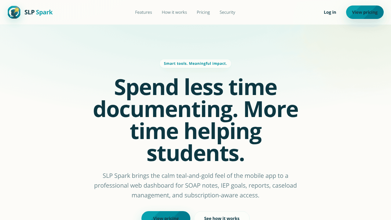 SLP Spark  website screenshot