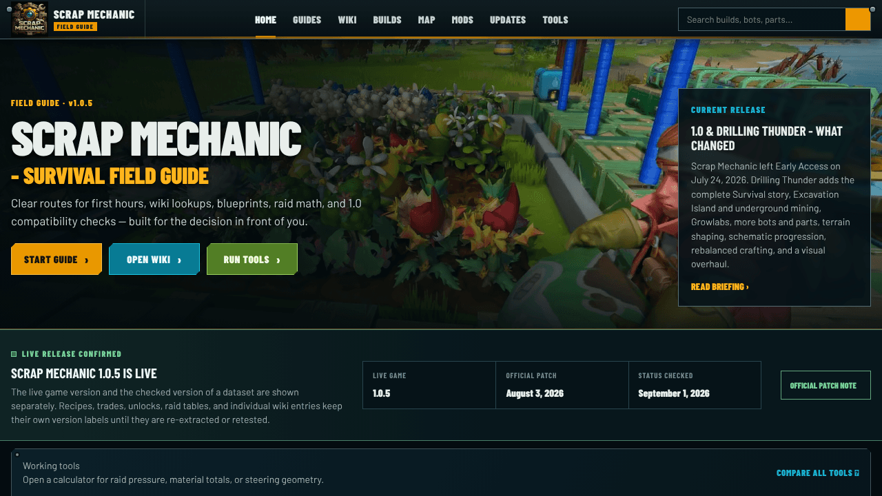 SM Field GuideScrp Mechanic Field Guide website screenshot