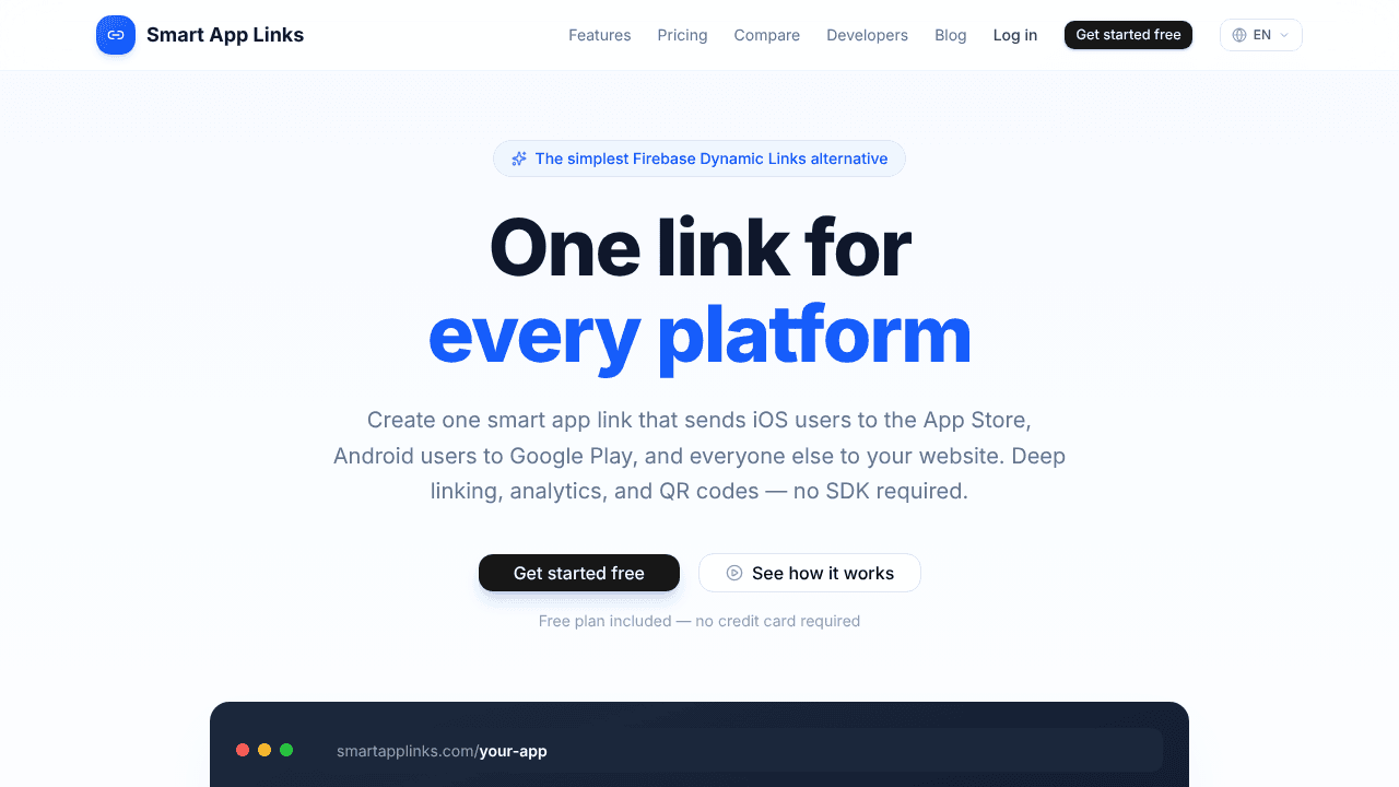 Smart App Links website screenshot