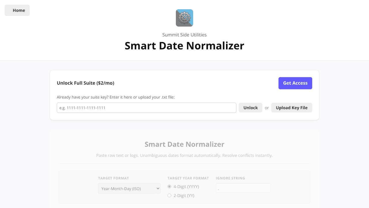 Smart Date Normalizer website screenshot