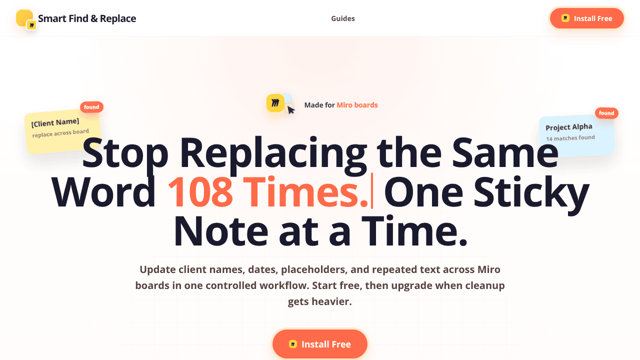 Smart Find & Replace for Miro  website screenshot