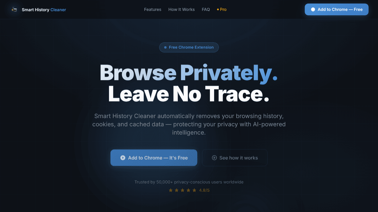 Smart History Cleaner — Auto website screenshot