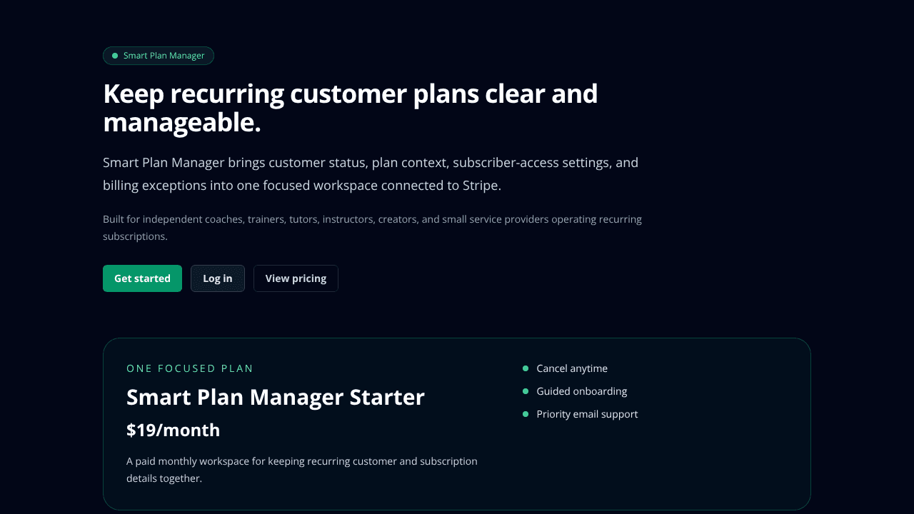 Smart Plan Manager website screenshot