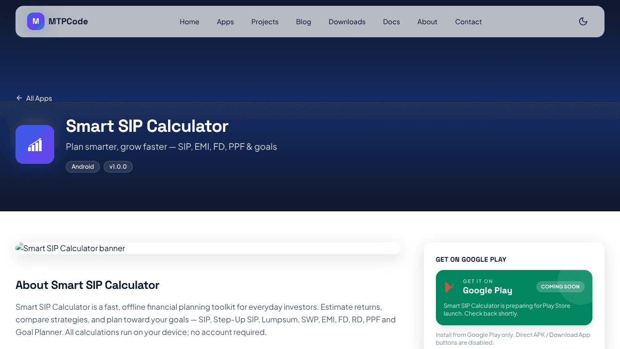 Smart SIP Calculator  website screenshot