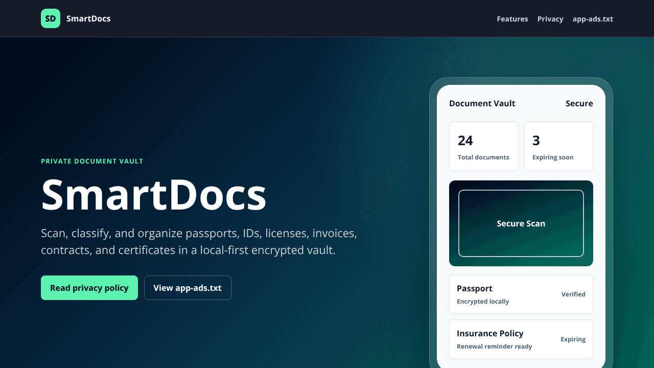 SmartDocs website screenshot