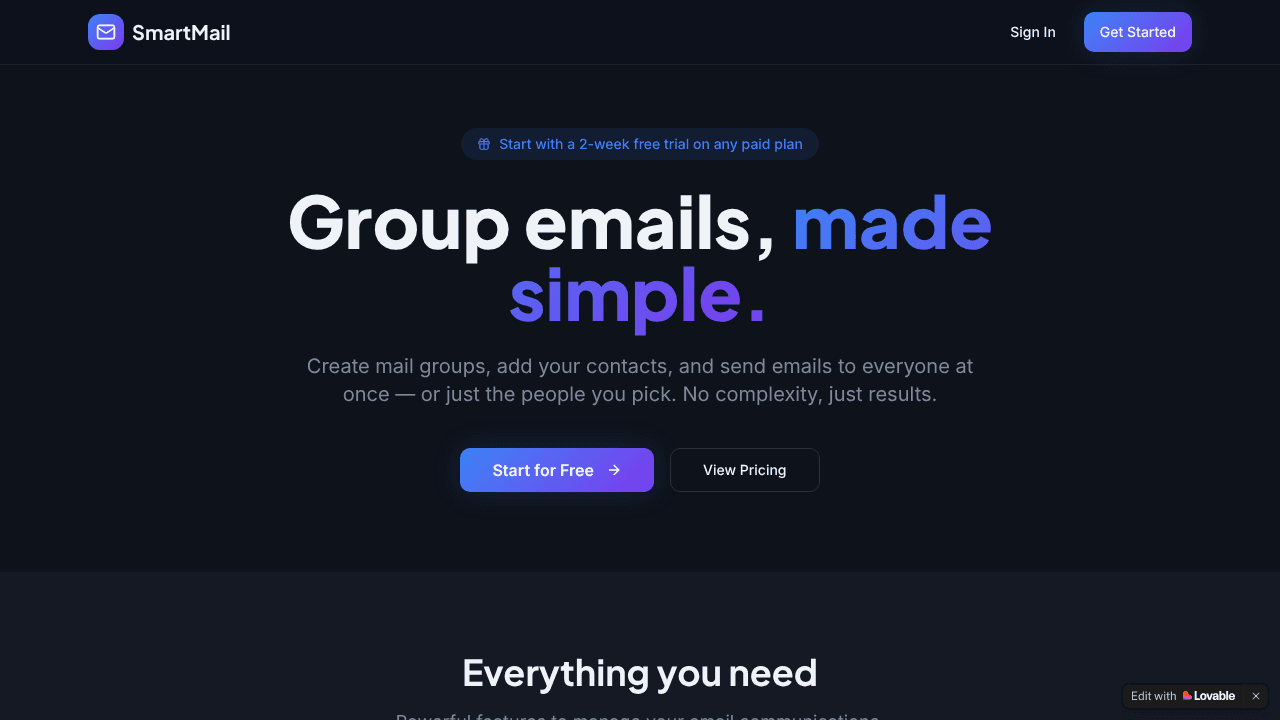 SmartMail website screenshot