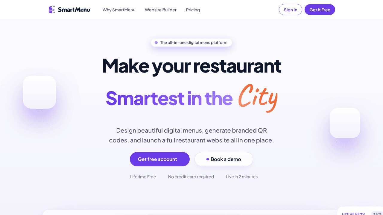 SmartMenu website screenshot
