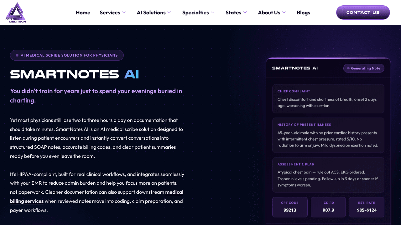 SmartNotesAi website screenshot