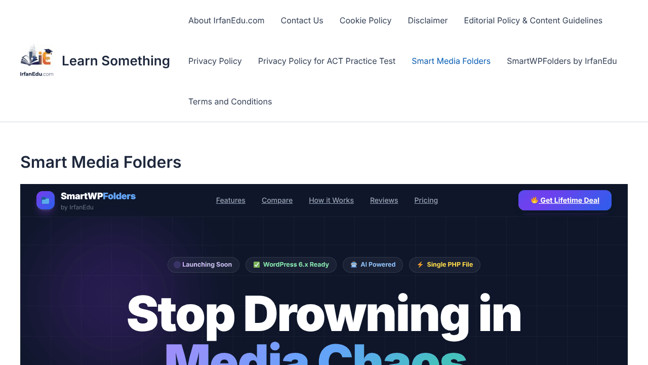 SmartWP Media Folders website screenshot
