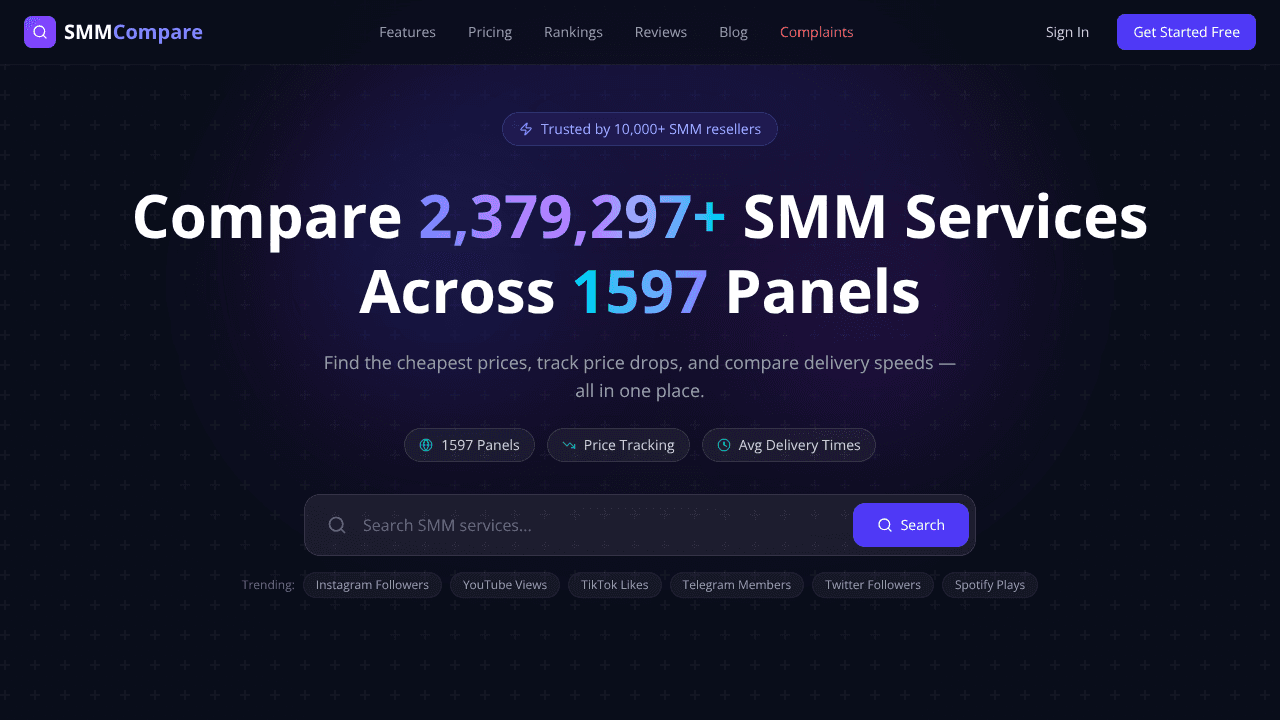 SMMCompare website screenshot