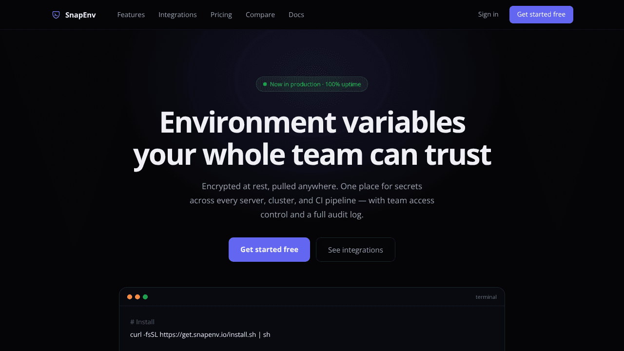 SnapEnv website screenshot