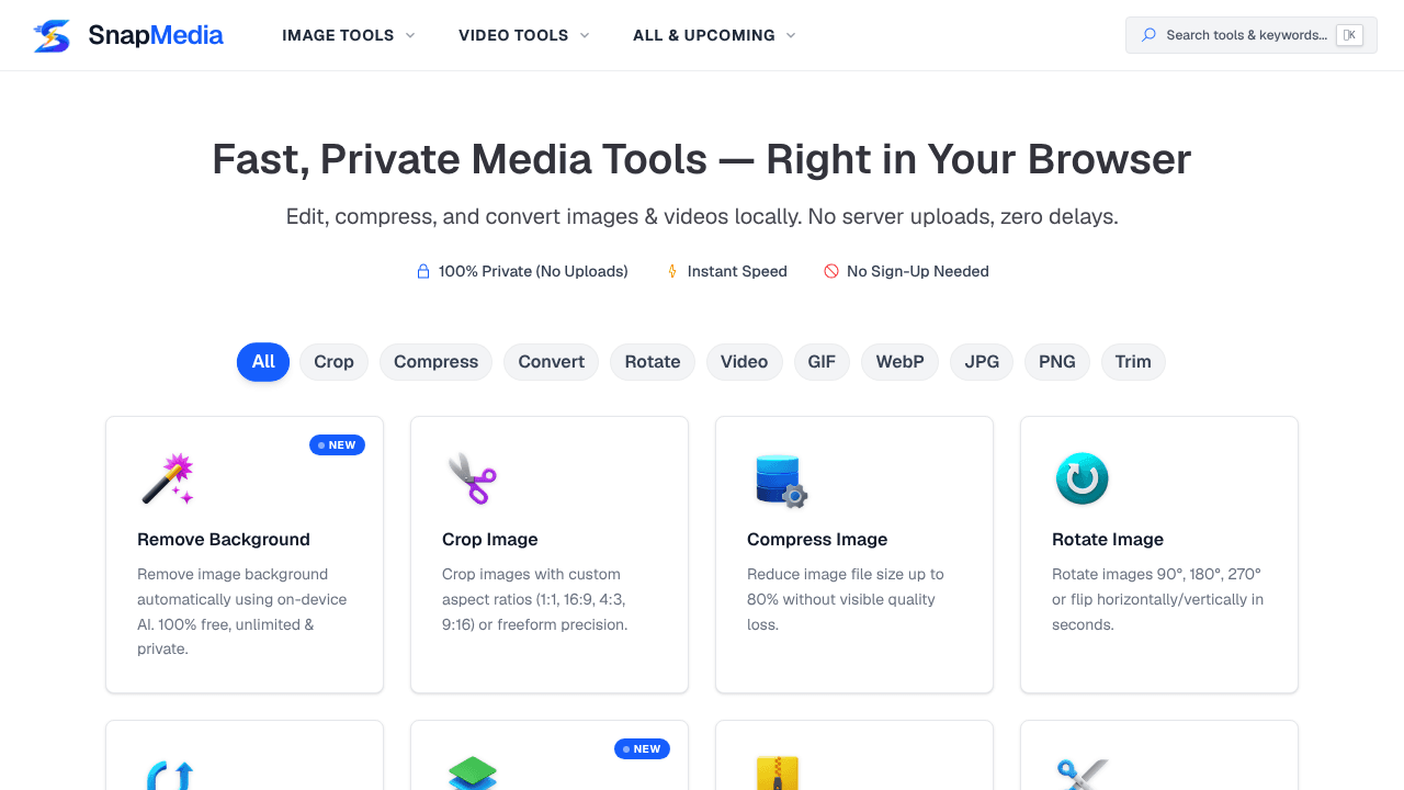 SnapMedia website screenshot