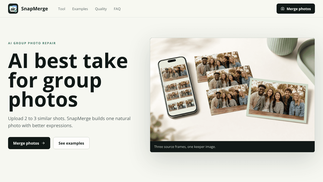 SnapMerge website screenshot