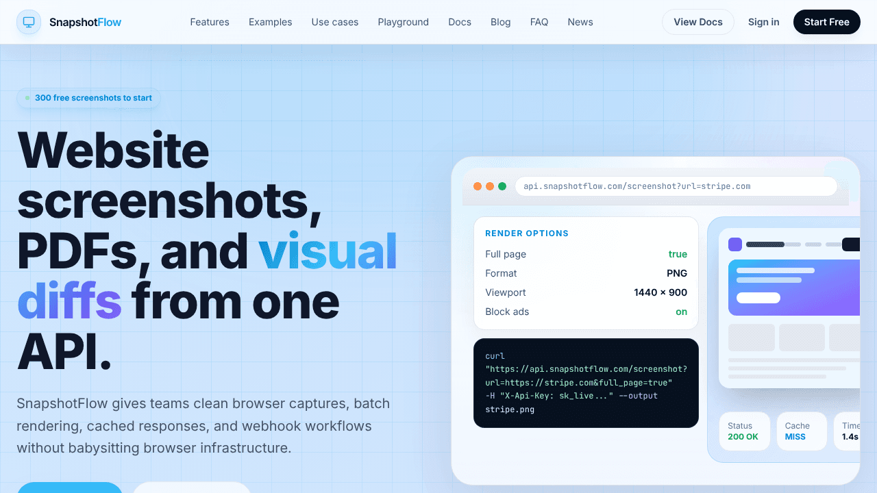 SnapshotFlow website screenshot