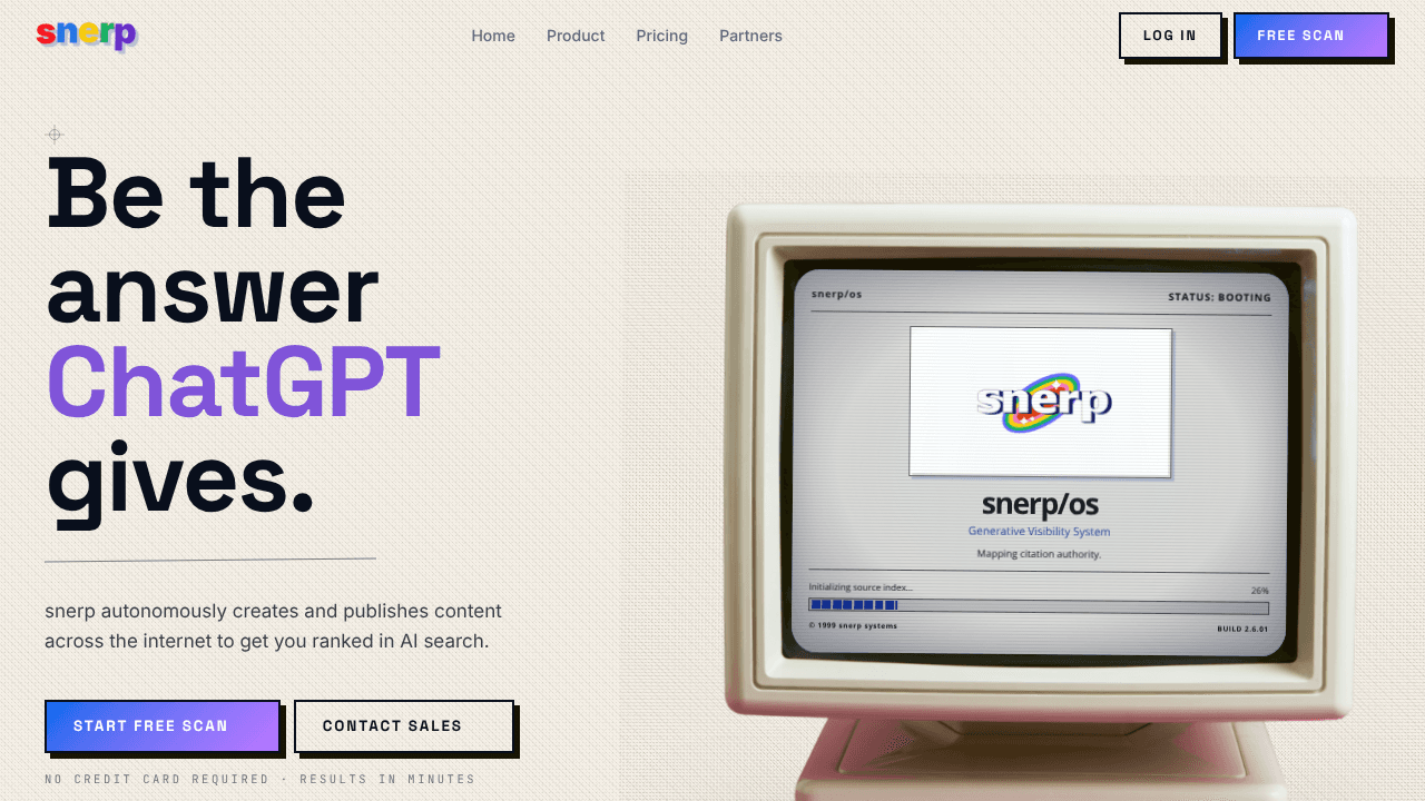 snerp website screenshot