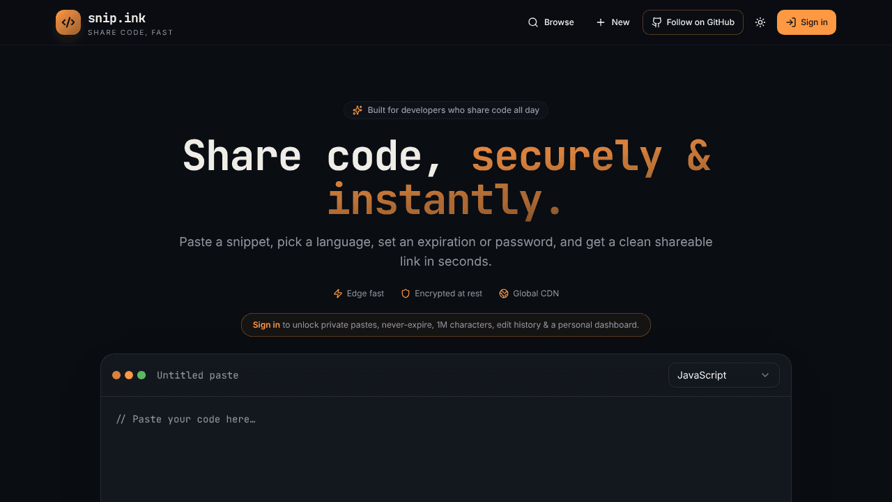 Snip.Ink website screenshot
