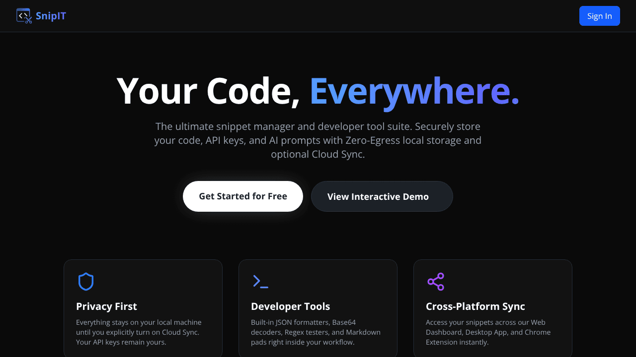 SnipIT website screenshot
