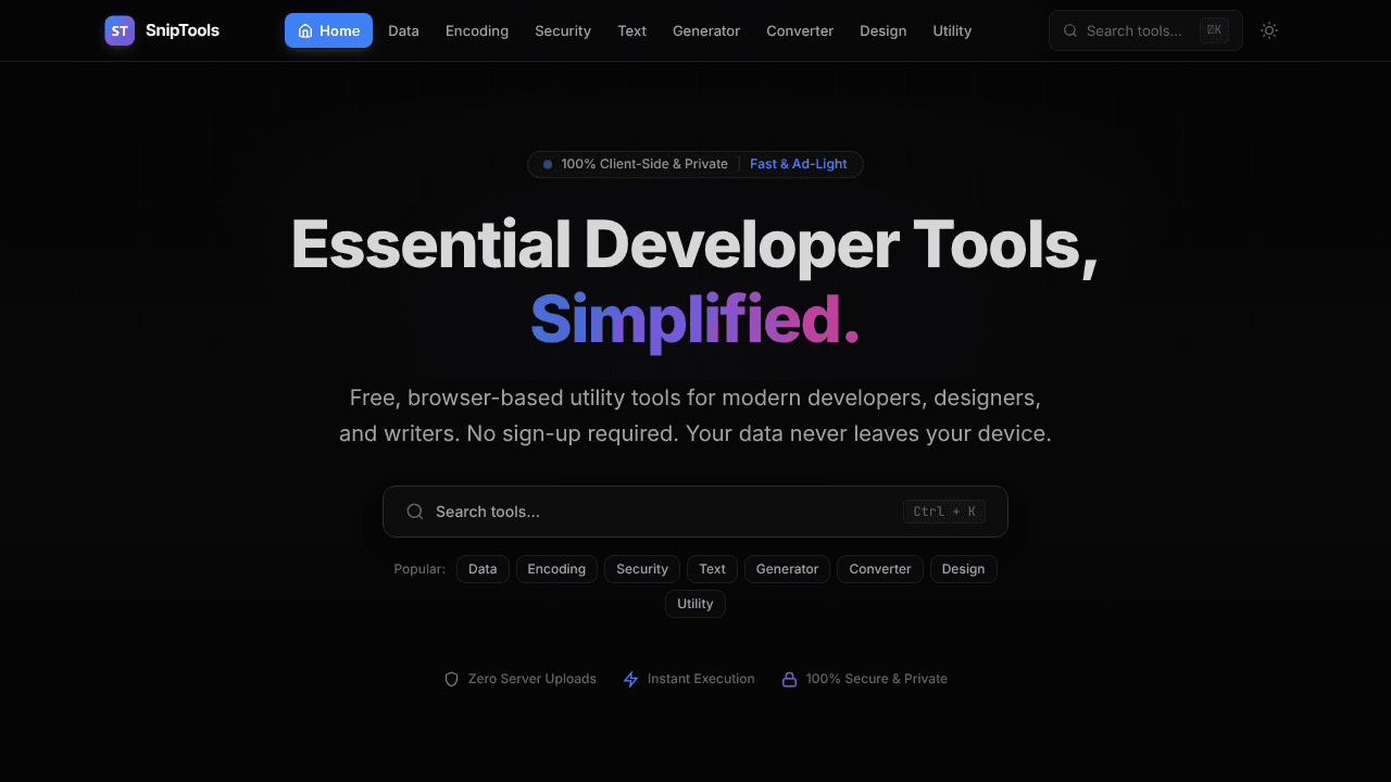 SnipTools website screenshot