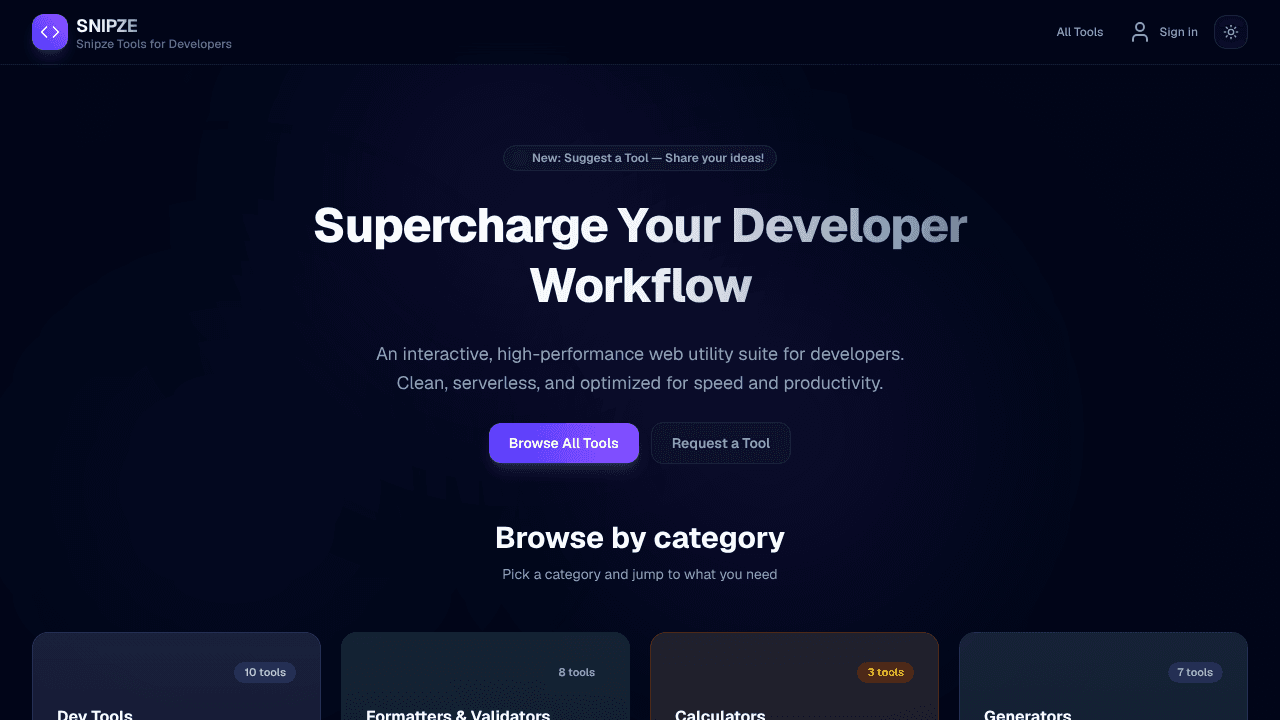 Snipze website screenshot