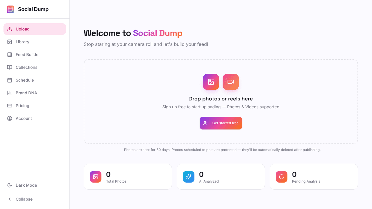 Social Dump website screenshot