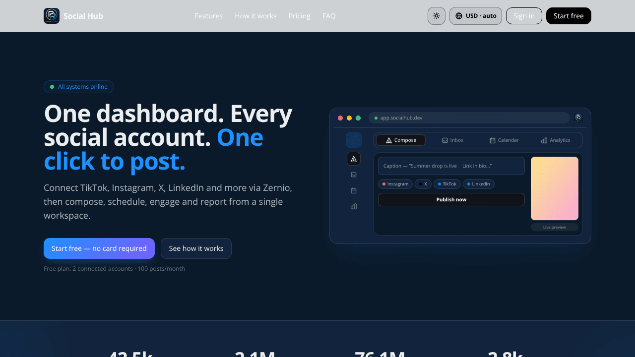 Social Hub website screenshot