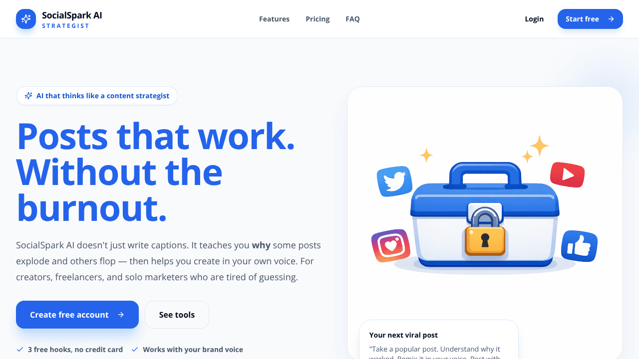Social Spark AI website screenshot