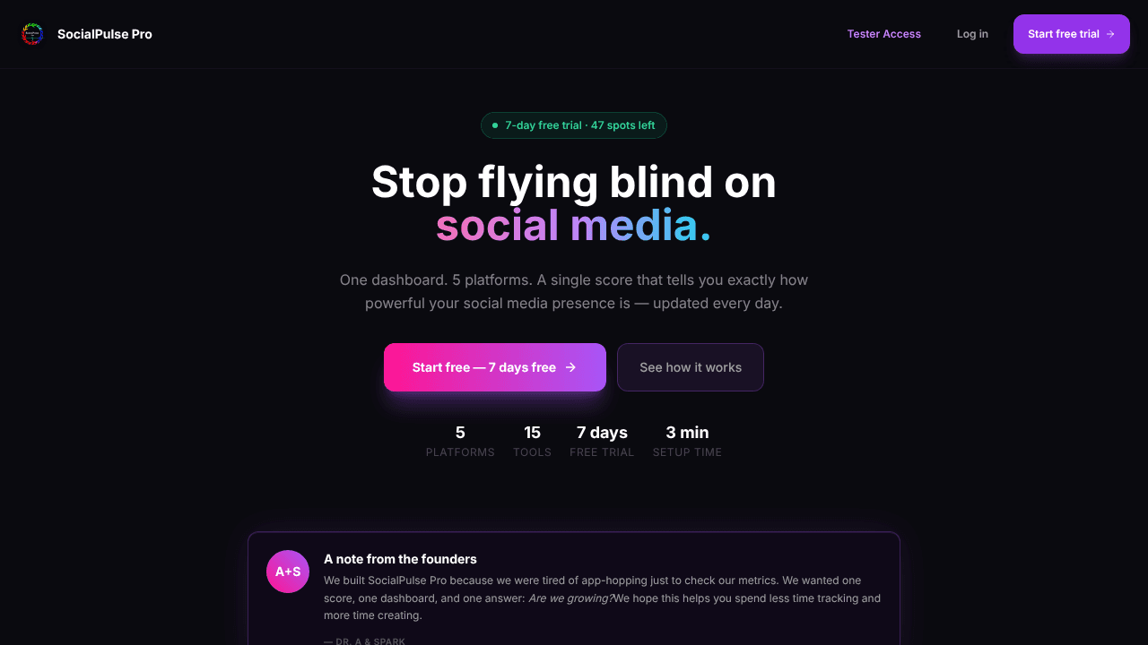 SocialPulse Pro website screenshot