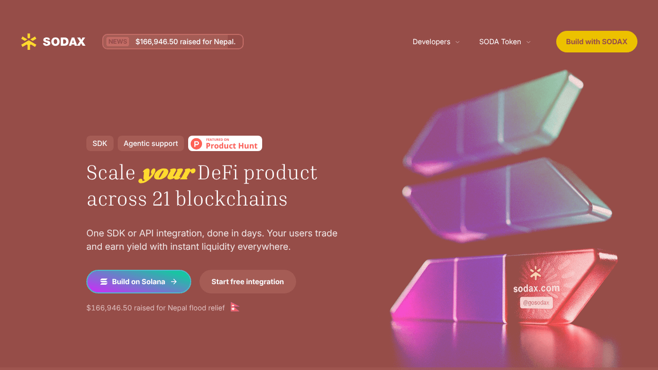 SODAX SDK website screenshot