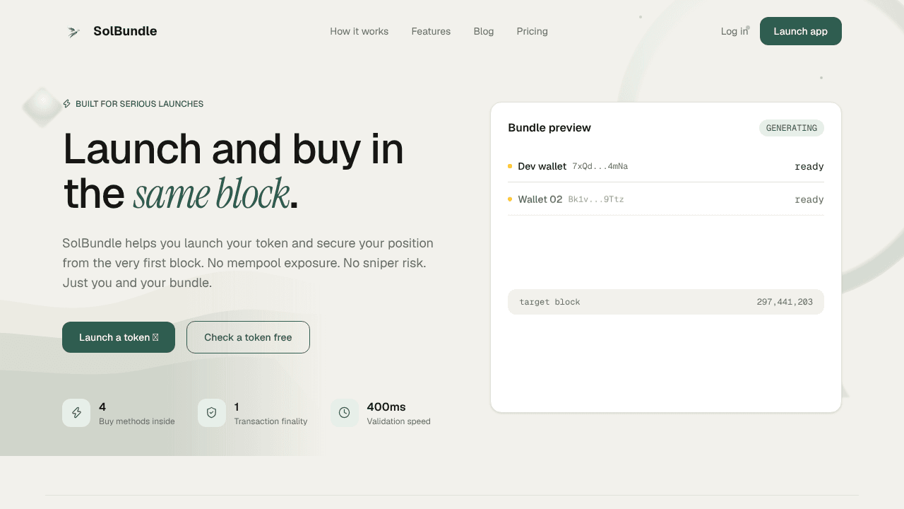 SolBundle website screenshot