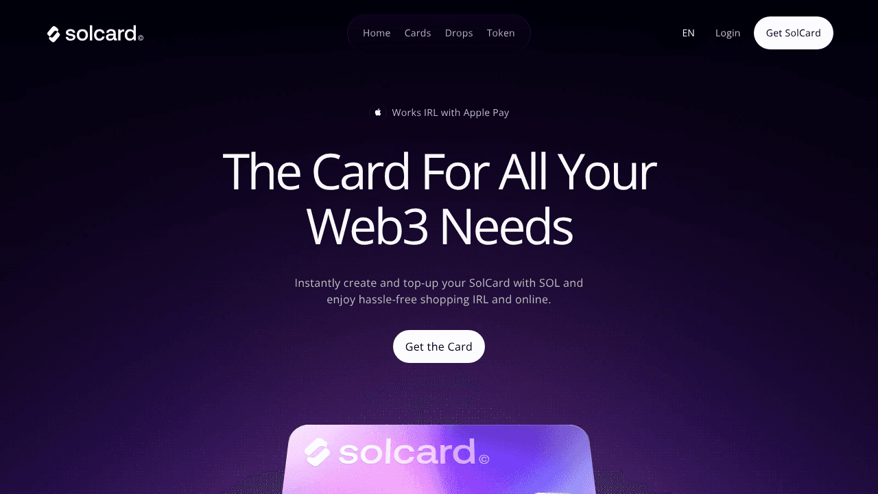 Solcard — Your Solana card for real life website screenshot