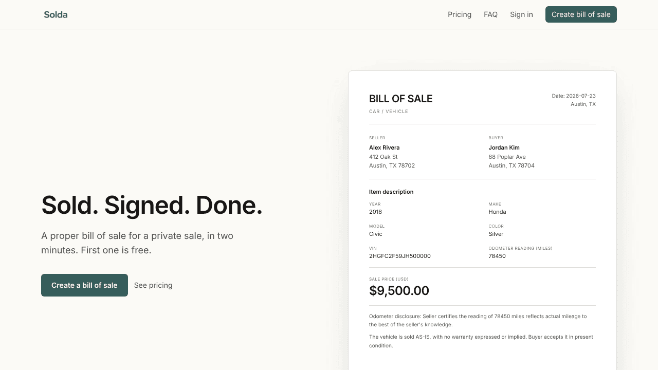 Solda website screenshot