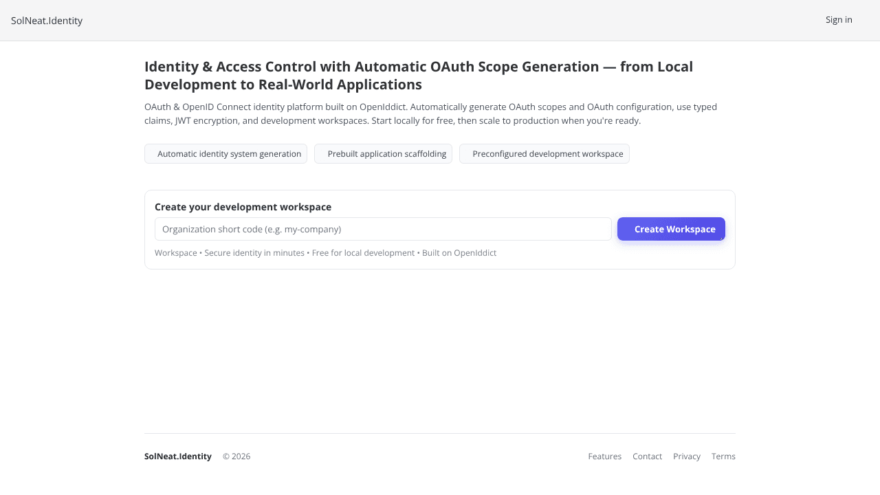 SolNeat Identity website screenshot