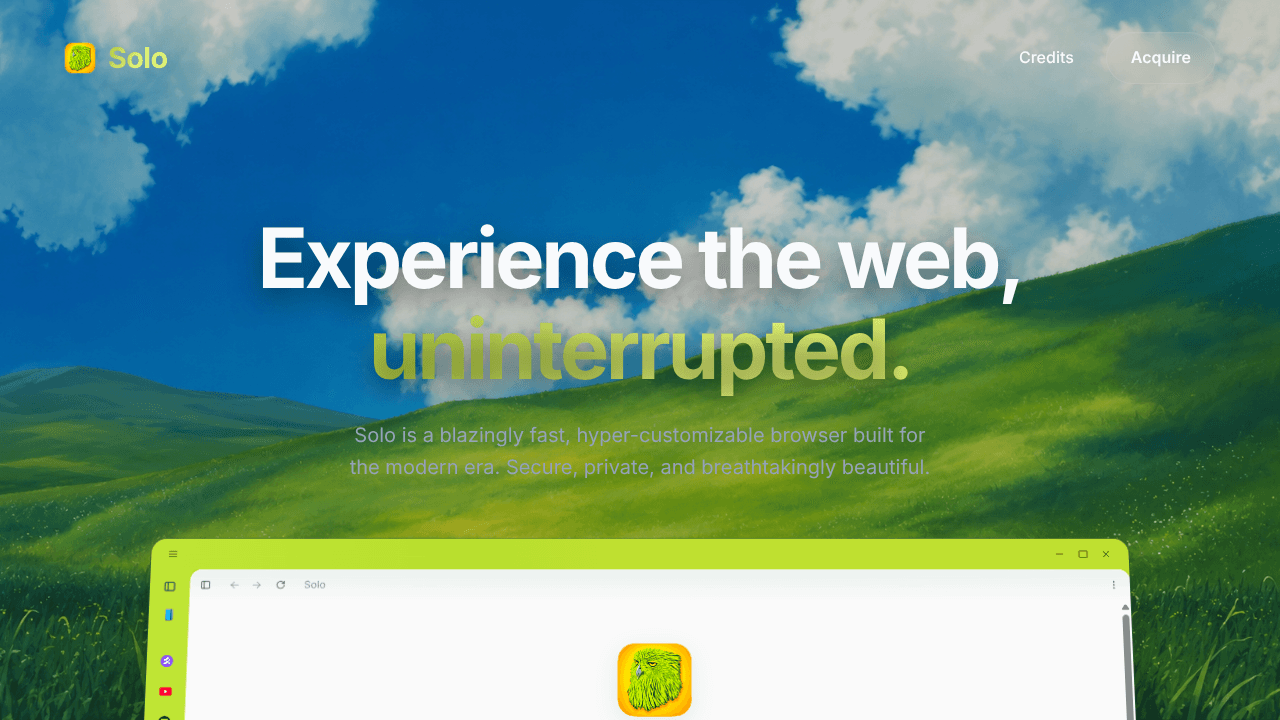 Solo Browser website screenshot