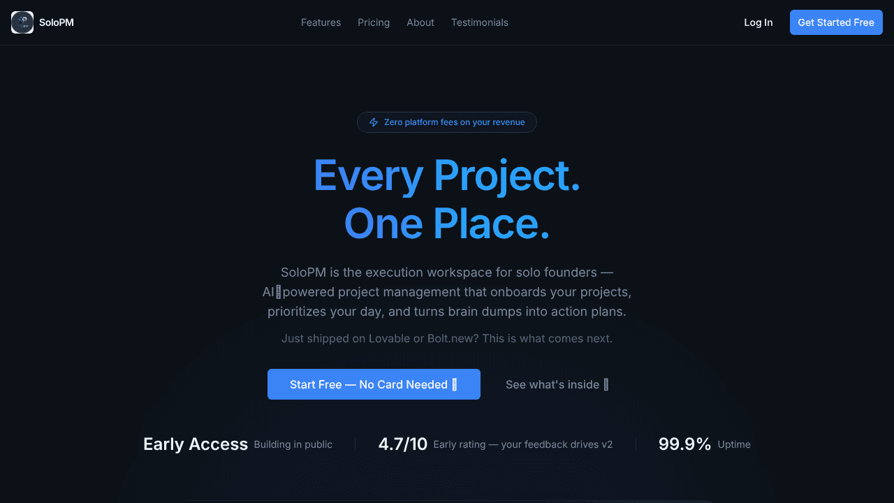 SoloPM website screenshot