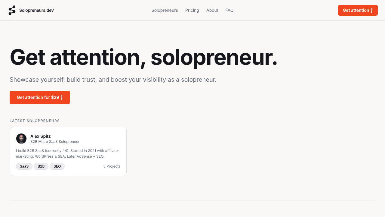 Solopreneurs.dev website screenshot