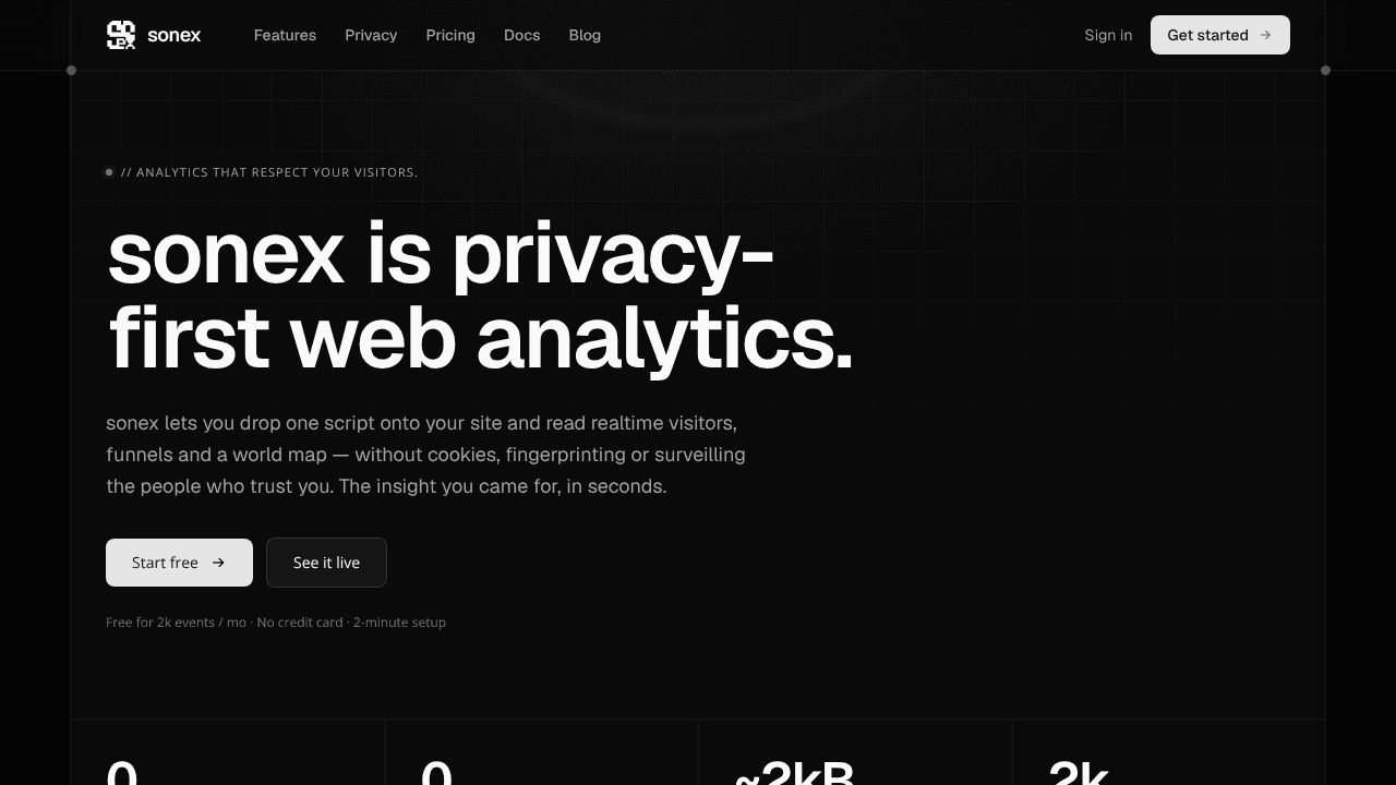 sonex website screenshot