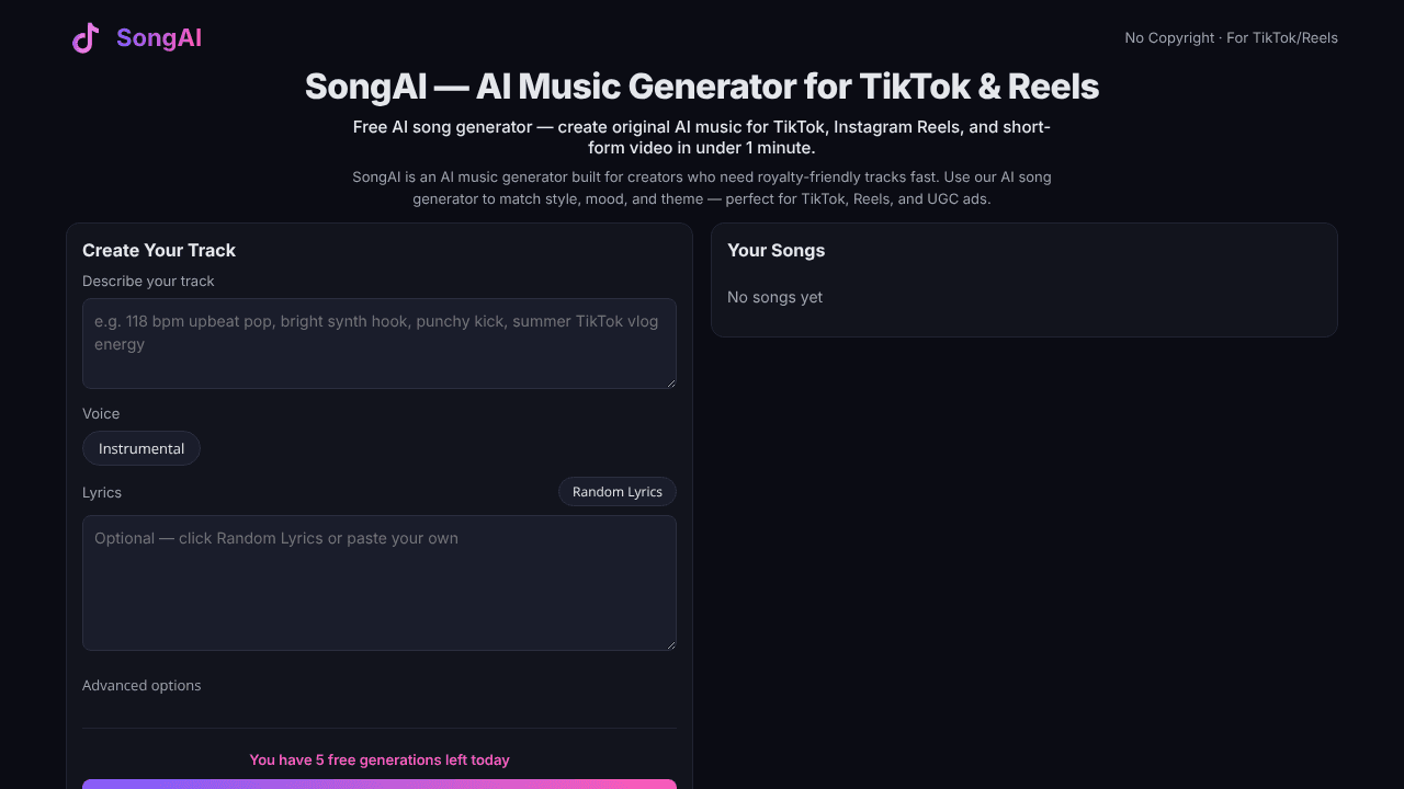 SongAI website screenshot