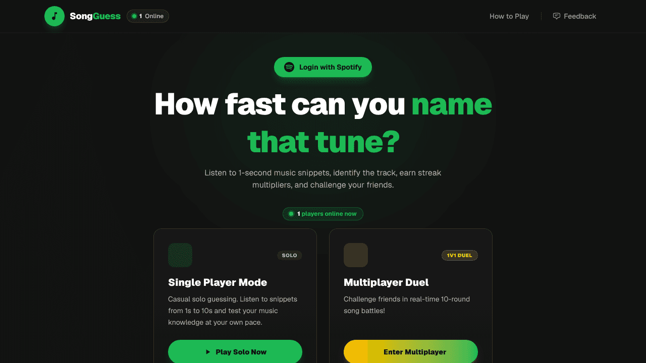 SongGuess website screenshot