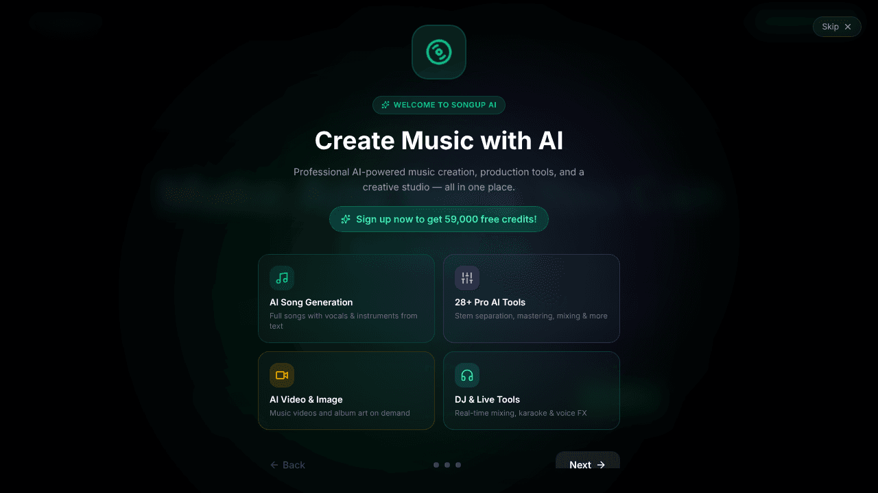 SongUp AI website screenshot