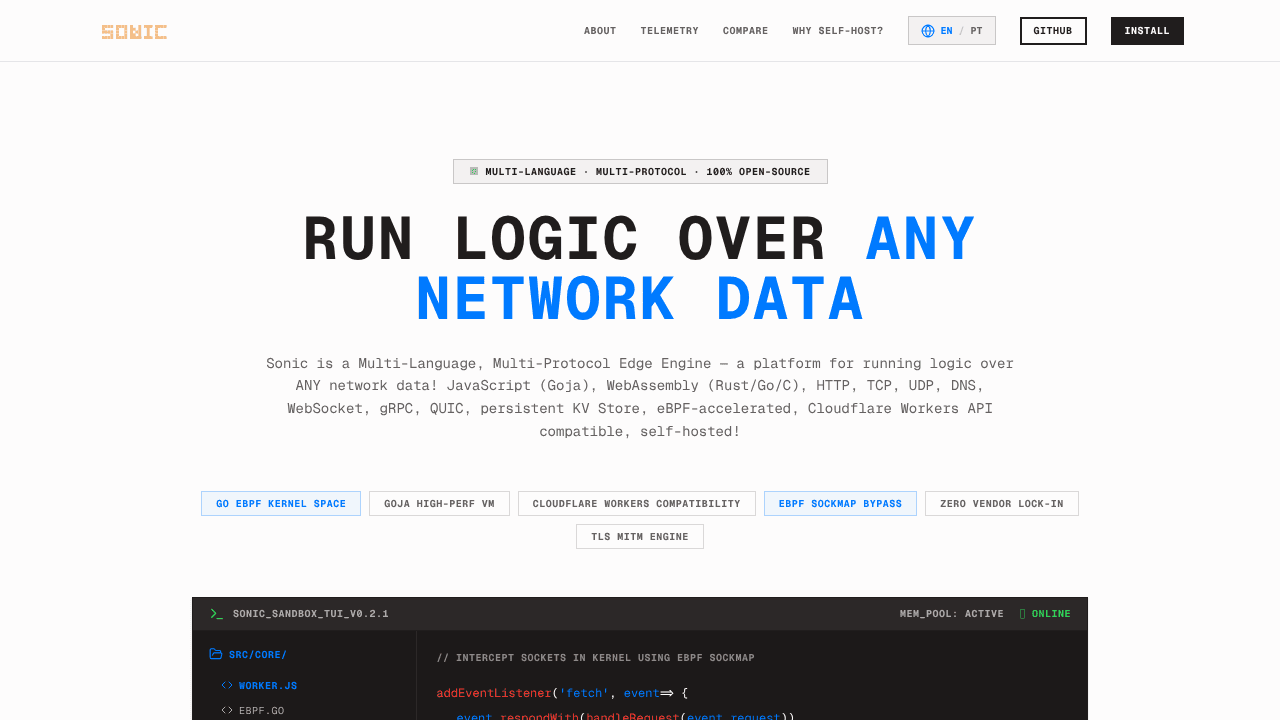Sonic website screenshot