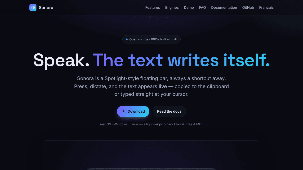 Sonora website screenshot